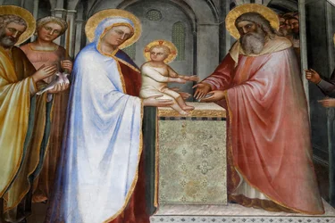 The Presentation of Jesus at the Temple, Padua Baptistery Ceiling Frescoes, 14th Century, by Giusto de Menabuoi