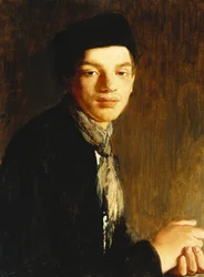 A Youth, Half Length, Wearing a Black Hat and a Neckscarf, c. 1911