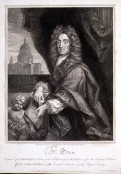 Portrait of Christopher Wren engraved for Elme