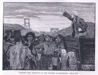 Rowland Hill preaching to the colliers at Kingswood