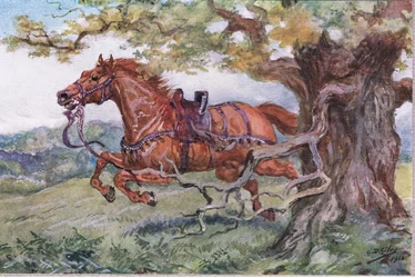Unshriven: Empty Saddle on His Back, from Poems of Adam Lindsay Gordon published by T. N. Foulis, 1912