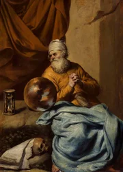 Old Man with a Sphere, an Hourglass, a Skull and Books (Vanitas?)
