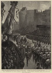 The Procession in High Street, Windsor, Bluejackets drawing the Gun-Carriage