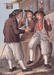 The Three Bacchus, Peasants in the costume of the Town of Morat, Switzerland