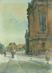 Street Scene near St. Michaels Church in Hamburg