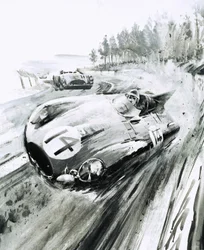 D-type Jaguar at the 1954 Le Mans