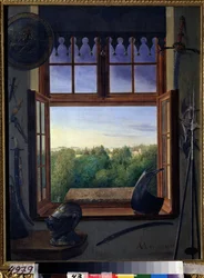 View of the Alexander Park from the Window of Armoury in the Palace in Tsarkoye Selo