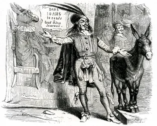 The charlatan: La Fontaine fable illustrated by Grandville. Edition Garnier 1860. This skipper makes it hard to make every donkey scientist.