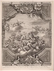 Apollo Distributes Rewards and Minerva Crowns the Genius of France (Ceiling Paintings in the Palace of Versailles)