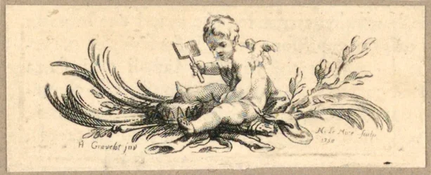 Tailpiece, Putto with Shovel