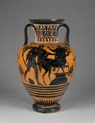 Athenian Attic Black-Figure Neck Amphora with Heracles and Centaur