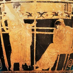 Attic skyphos portraying Penelope and Telemachus