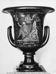 Bell crater with mythological scenes depicting Cadmus and the serpent