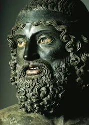 Detail of the Head of Statue A or the Younger of the Riace Bronzes