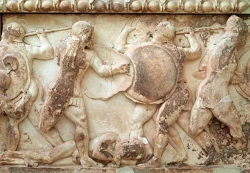 Gigantomachy (battle between gods and giants) (relief, frieze, 525 BC)