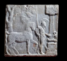 Marble Stele with Rider and Horse