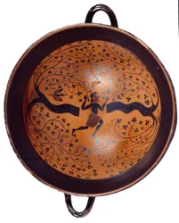 Ionian cup in ceramic with black figures known as cup with the bird