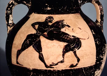 Herakles struggling with the Nemean lion (detail)
