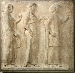 The Three Graces, relief from the Passage of the Theores, from Thasos, c.470 BC