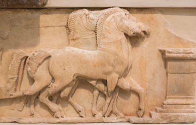 Four Horses (Quadriga) Pulling a Chariot from the Southern Frieze of the Treasury of the Siphnians, Constructed c.530-480 BC