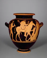 Attic red-figure stamnos, depicting the return of Hephaestus, from the Group of Polygnotus (detail)