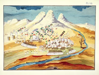 Battle at Rhachova (plate 16) from Pictorial History of the Greek War of Independence by General Makryjannis