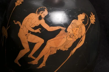Detail of a red figure squat lekythos