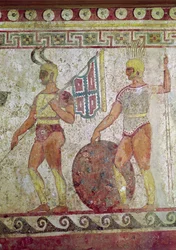 Foot soldiers, tomb painting from Paestum