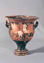 Red-figure krater depicting amazons and griffins