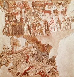 The death of Libyans, Akrotiri fresco, Thera (today Santorini), Minoan Civilization