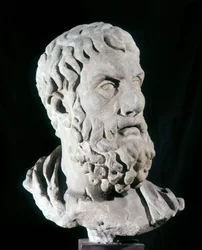 Portrait of Epicurus (341 BC - 270 BC), Greek philosopher, founder of Epicureanism. Baracco Museum, Rome