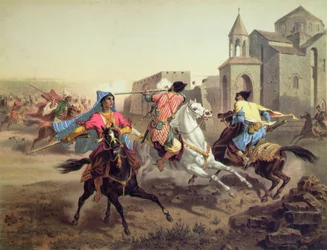 Skirmish of Persians and Kurds in Armenia, printed by Alfred Leon Lemercier, Paris, c.1850-60