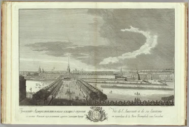 Nevsky Prospekt with the Admiralty View, Book to the 50th Anniversary of the Founding of St. Petersburg, 1753