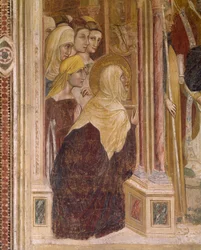 Monica with other women praying with vestments of Saint Augustine