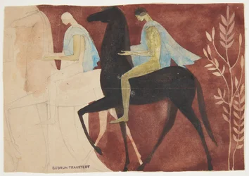 Two Young Men on Horseback. Draft for Room Decoration