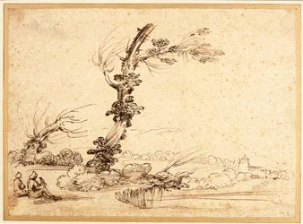 Landscape with Falconers by a Tree