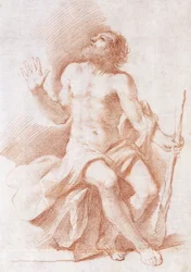 Saint Paul the Hermit, Looking up to the Left and Holding a Stick