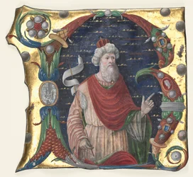 Initial R from a Choral Book with King David, c. 1470-1480