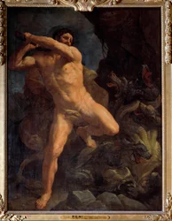 Hercules Terrassing the Hydra of Lerne. Painting by Guido Reni dit le Guide