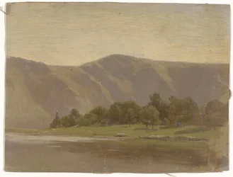 River at the Foot of a Mountain Range