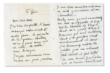 Autograph Letter Signed to Andre Breton, 6 February 1918