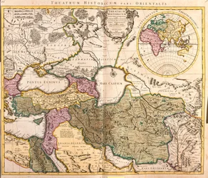 Map of neighboring countries of the Caspian Sea - Russia, Armenia, Persia, Kazakhstan, Turkmenistan