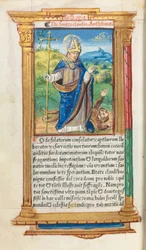 Printed Book of Hours (Use of Rome): fol. 105v, St. Claude as Bishop