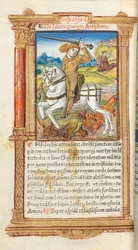 Printed Book of Hours Use of Rome: fol. 103v, St. George Slaying the Dragon, 1510