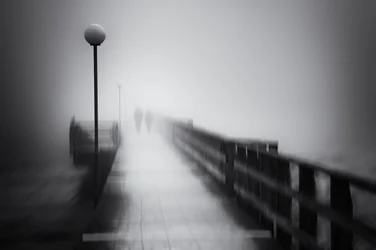 Mysterious Foggy Pier Walk