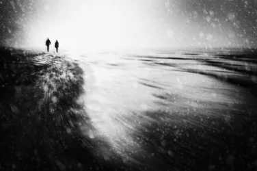 Snowy Beach Walkers