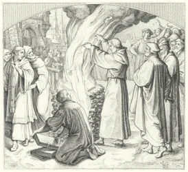 Martin Luther burning the papal bull at Wittenberg, 1520