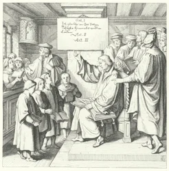 Martin Luther introduces the Catechism to schoolchildren