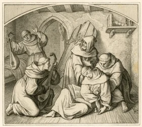 Martin Luther is Unconscious in His Monastery Cell, Together with Other Monks Playing Lute