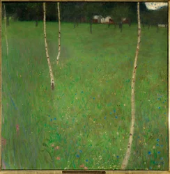 Farmhouse with Birch Trees